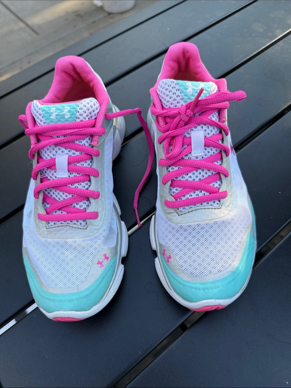 Under Armour Women's White Aqua Pink Running Sneakers